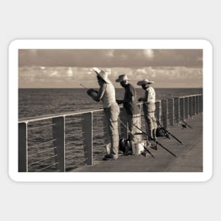 Fishing on Pier Sticker